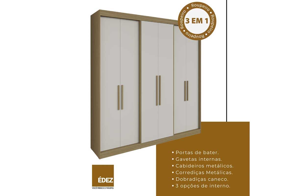 Guarda Roupa Casal 6 Portas (2 c/Espelho) e 2 Gavetas PH 1804 Herval Guarda Roupa Casal 6 Portas (2 c/Espelho) e 2 Gavetas PH 1804 Herval