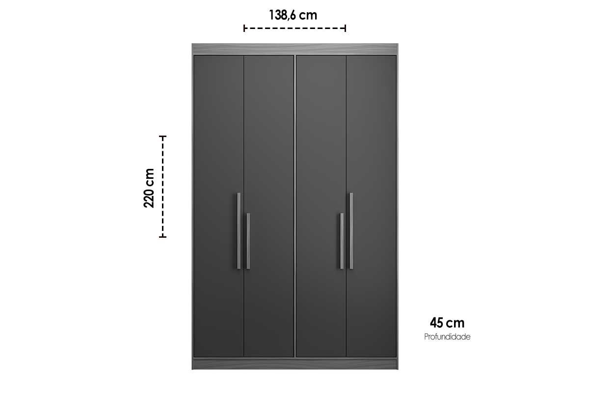 Guarda Roupa Solteiro 4 Portas e 2 Gavetas PH 1805 Herval Guarda Roupa Solteiro 4 Portas e 2 Gavetas PH 1805 Herval