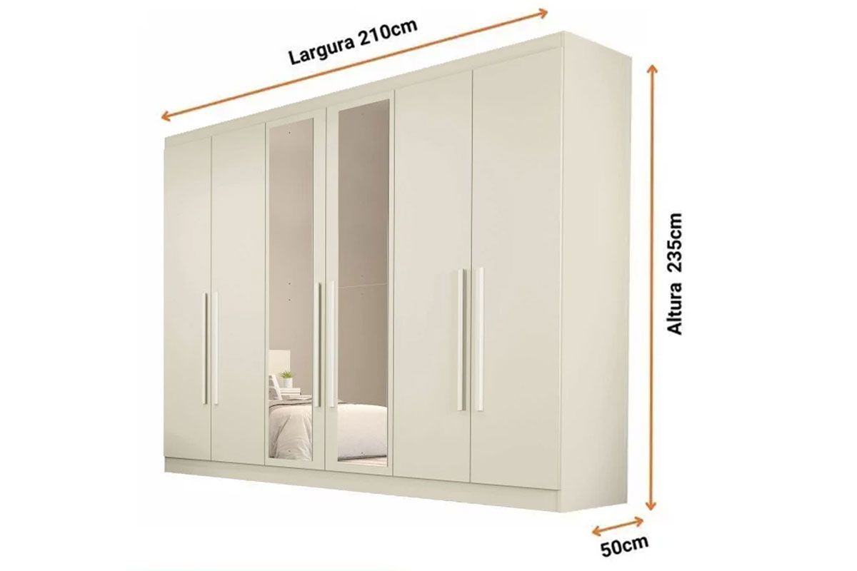 Guarda Roupa Casal 6 Portas (2 c/Espelho) e 4 Gavetas Oslo Europa