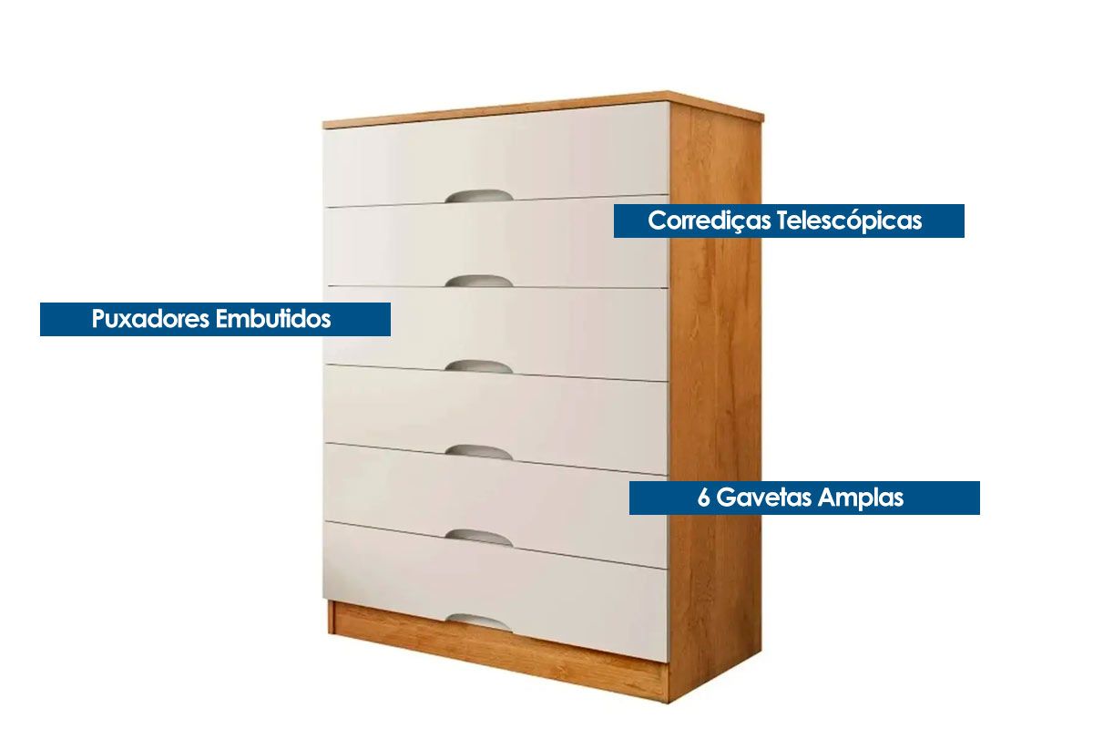 Cômoda Sevilha c/6 Gavetas Europa Cômoda Sevilha c/6 Gavetas Europa