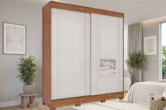 Guarda Roupa Casal 2 Portas de Correr (1 c/Espelho) e 8 Gavetas Ilheus Panan