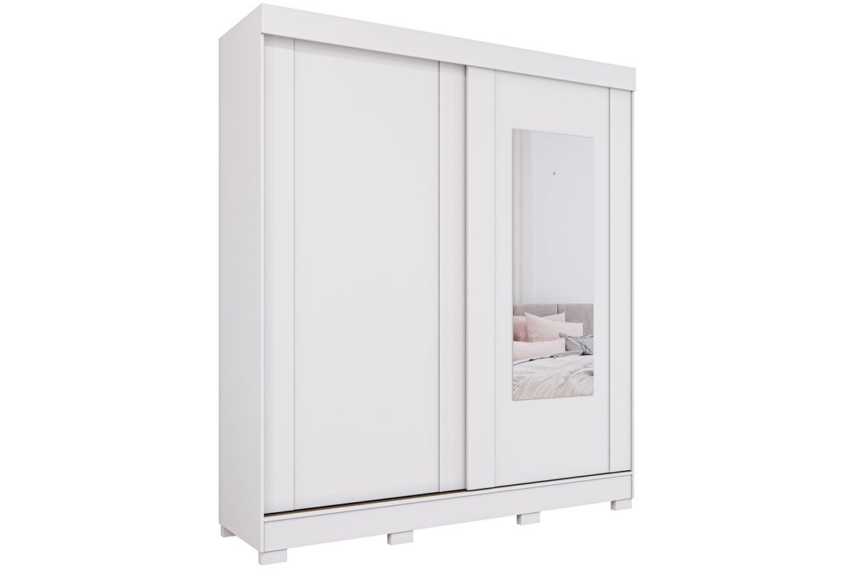 Guarda Roupa Casal 2 Portas de Correr (1 c/Espelho) e 8 Gavetas Ilheus PananBranco Guarda Roupa Casal 2 Portas de Correr (1 c/Espelho) e 8 Gavetas Ilheus PananBranco