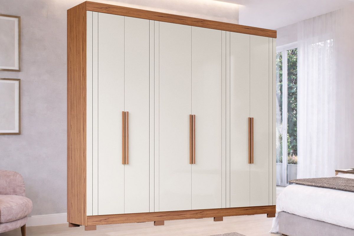 Guarda Roupa Casal 6 Portas e 6 Gavetas c/Pés Cecilia Panan