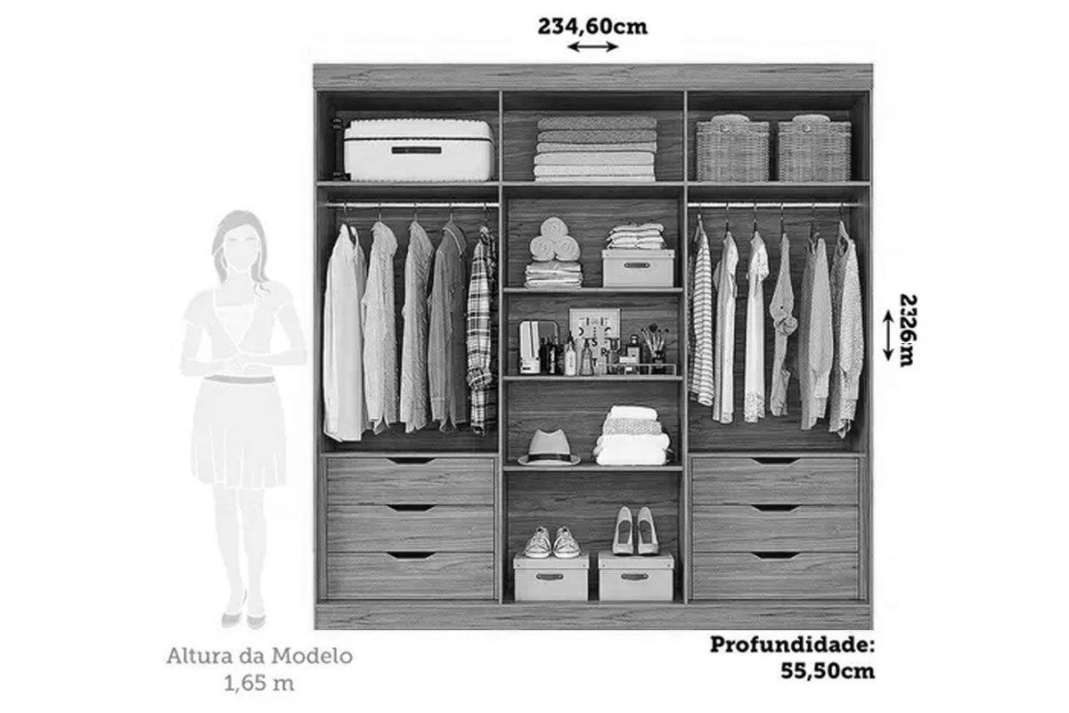 Guarda Roupa Casal 6 Portas (2 c/Espelho) e 6 Gavetas Cecilia Panan Guarda Roupa Casal 6 Portas (2 c/Espelho) e 6 Gavetas Cecilia Panan