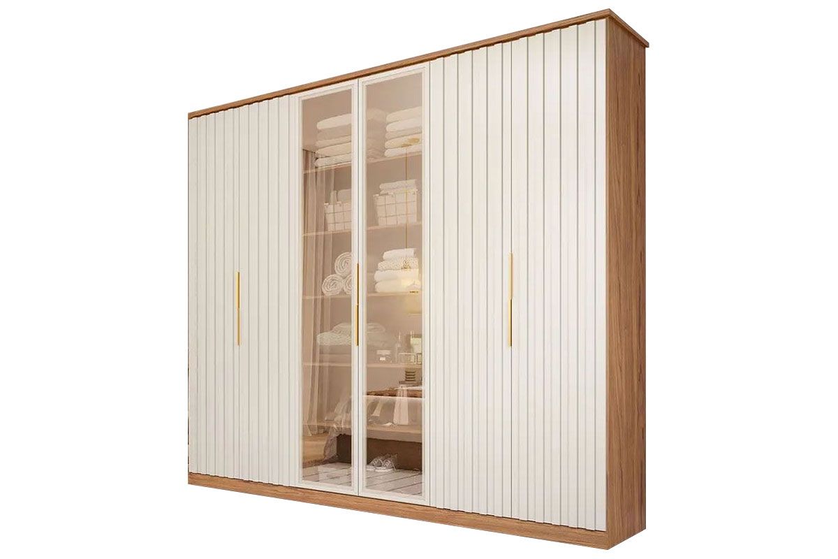Guarda Roupa Casal 6 Portas (2 c/Vidro Reflecta) e 6 Gavetas La Belle Panan