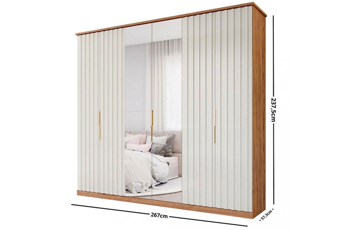 Guarda Roupa Casal 6 Portas ( 2 c/Espelho) e 6 Gavetas La Belle Panan Guarda Roupa Casal 6 Portas ( 2 c/Espelho) e 6 Gavetas La Belle Panan
