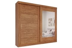 Guarda Roupa Casal 2 Portas de Correr (1 c/Espelho) e 8 Gavetas Florença Panan