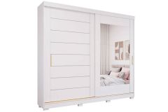 Guarda Roupa Casal 2 Portas de Correr (1 c/Espelho) e 8 Gavetas c/Pés Florença Panan