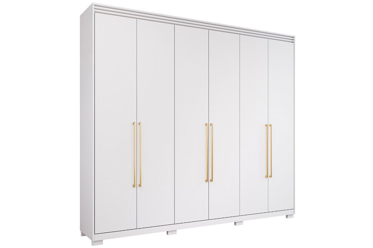 Guarda Roupa Casal 6 Portas e 5 Gavetas c/1 Espelho Interno e Pés Aurora Panan