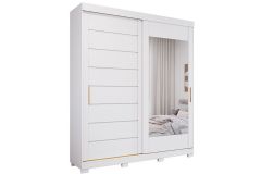 Guarda Roupa Casal 2 Portas de Correr (1 c/Espelho) e 3 Gavetas c/Pés Flora Panan