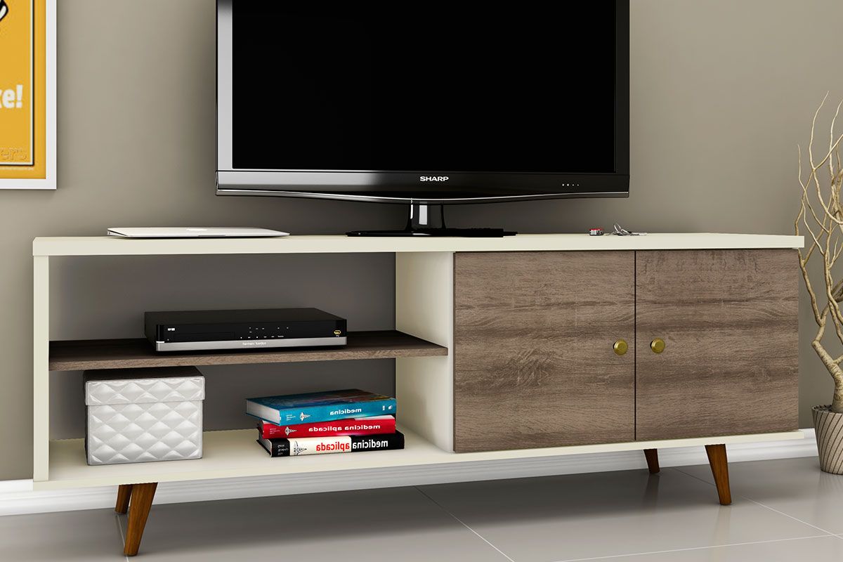 Rack Bancada p/ TV até 60 Pol Retrô c/2 Portas 160cm Movelbento