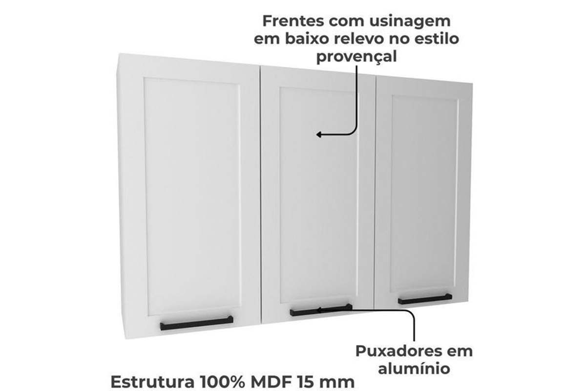 Armário Aéreo Cozinha Tecno Mobili CZ-3310 c/3 Portas 120cm
