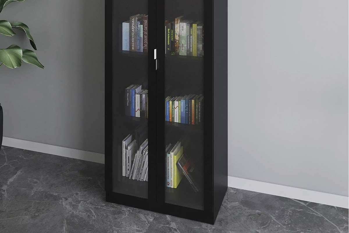 Armário de Escritório ME-4189 c/2 Portas de Vidro e 3 Prateleiras - Tecno Mobili