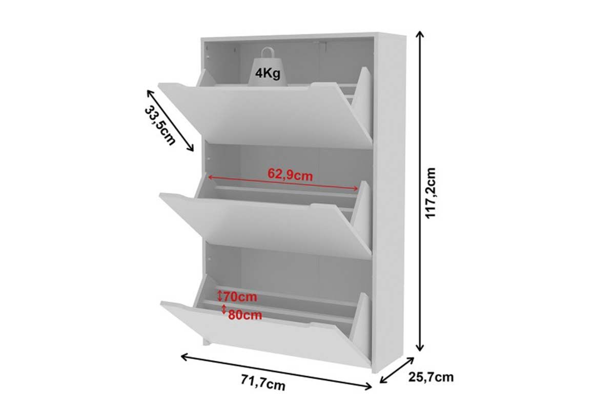 Armário Sapateira Quarto SA-3405 c/3 Portas Tecno Mobili