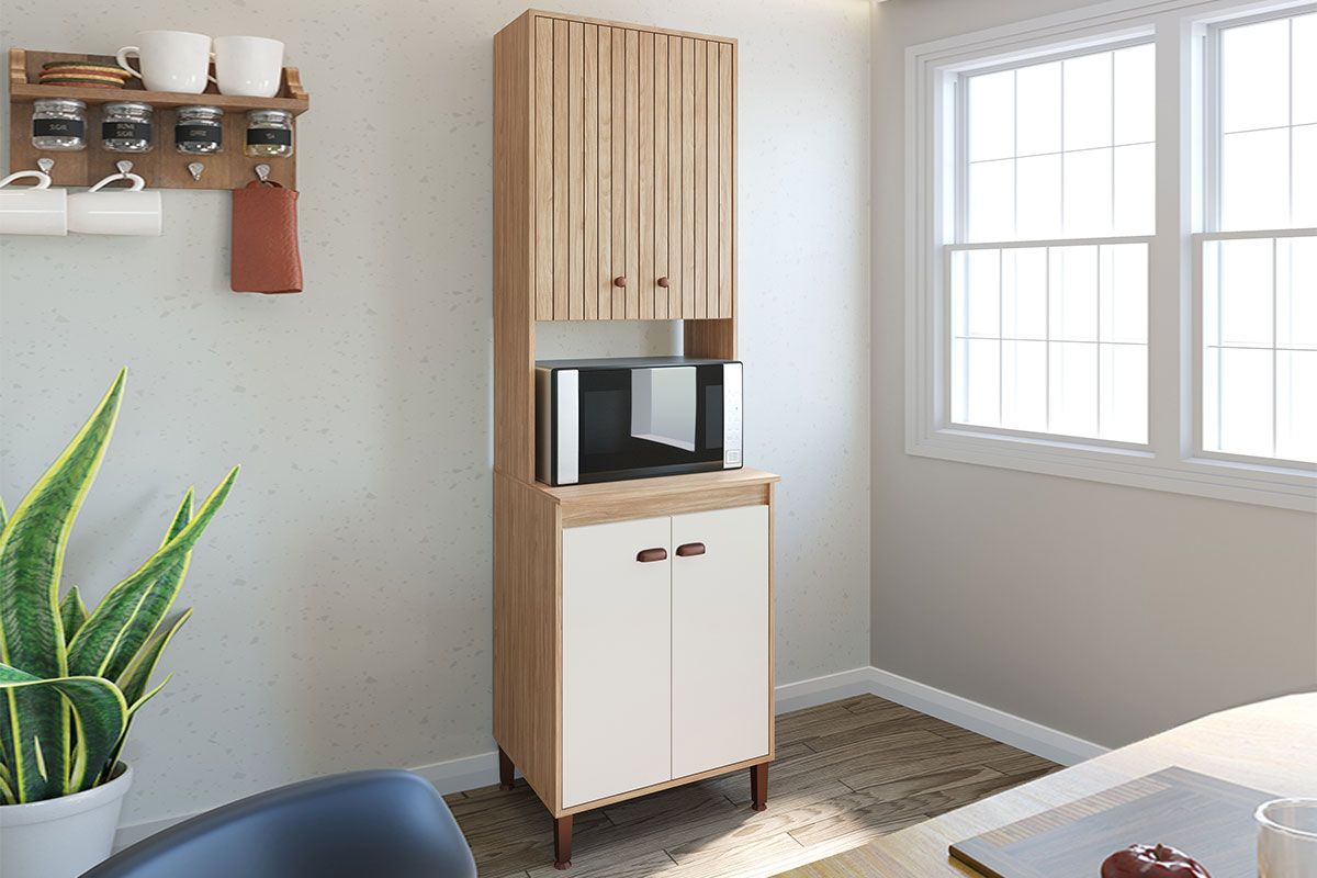 Paneleiro Cozinha Movelbento Torino c/4 Portas 63cmMel/Off White