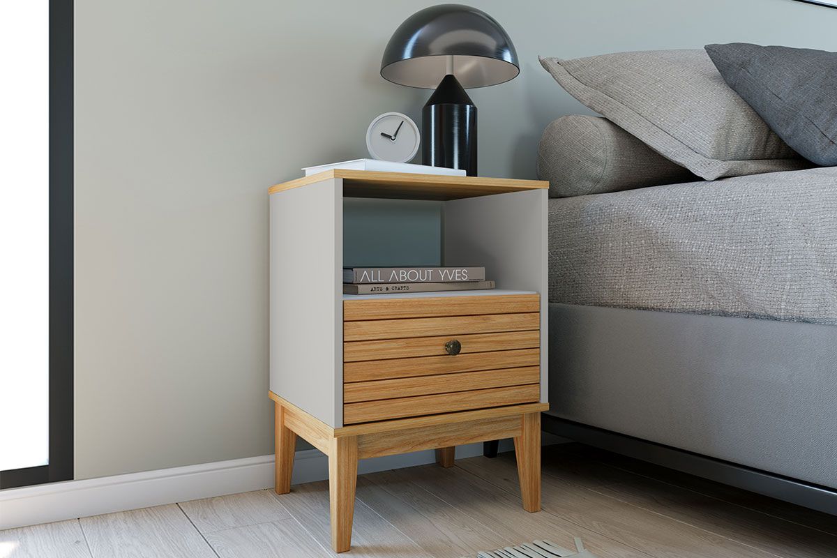Mesa Cabeceira MB 1041 c/1 Gaveta MovelbentoMel/Off White