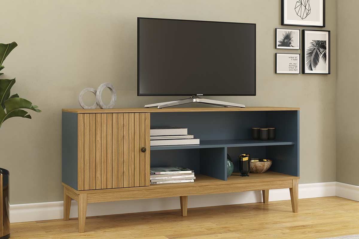 Rack Bancada p/ TV até 55 Pol MB 1056 c/1 Porta 136cm Movelbento