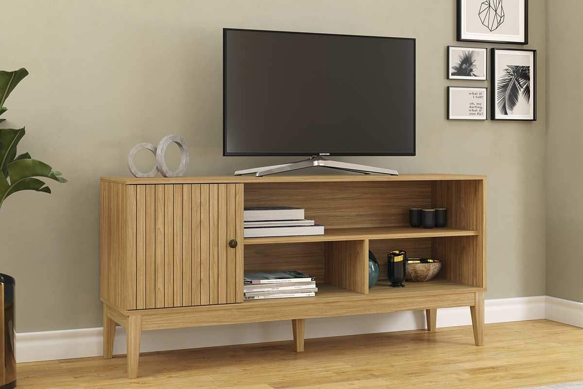 Rack Bancada p/ TV até 55 Pol MB 1056 c/1 Porta 136cm Movelbento