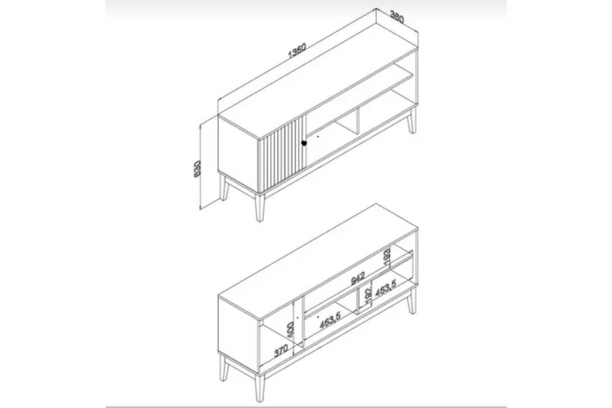 Rack Bancada p/ TV até 55 Pol MB 1056 c/1 Porta 136cm Movelbento Rack Bancada p/ TV até 55 Pol MB 1056 c/1 Porta 136cm Movelbento