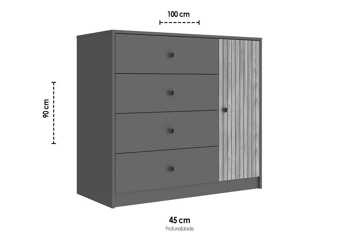 Cômoda MB 1059 c/1 Porta e 4 Gavetas 100cm Movelbento Cômoda MB 1059 c/1 Porta e 4 Gavetas 100cm Movelbento
