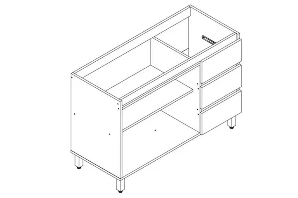 Balcão Cozinha Movelbento Rebeca c/2 Portas 3Gavs s/Tampo 120cm