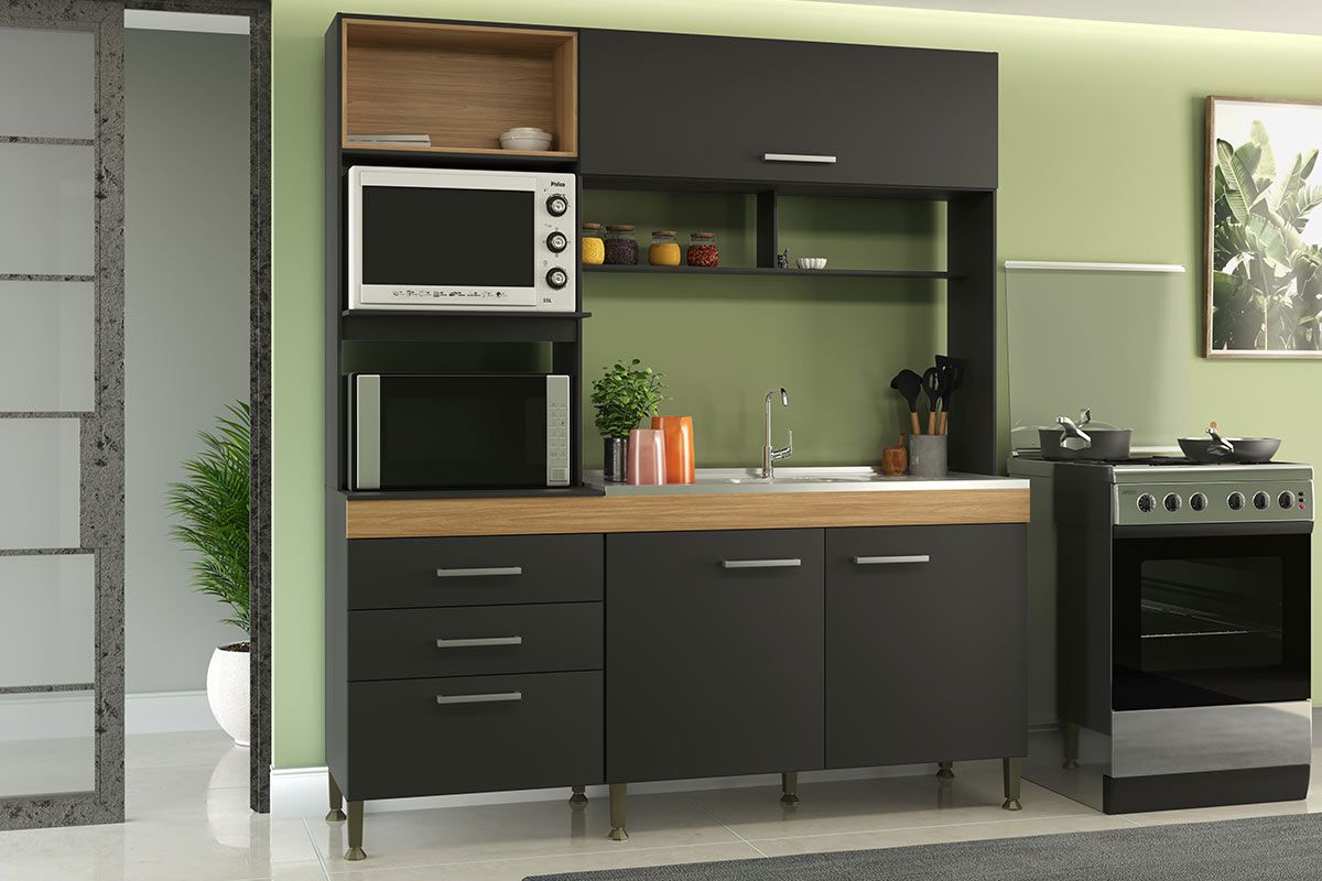 Cozinha Compacta Movelbento Isis c/3 Portas e 3 Gavetas Cozinha Compacta Movelbento Isis c/3 Portas e 3 Gavetas