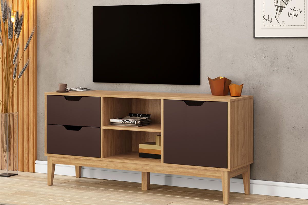 Rack Bancada p/ TV até 55 Pol MB 1096 c/2 Gavetas 136cm Movelbento
