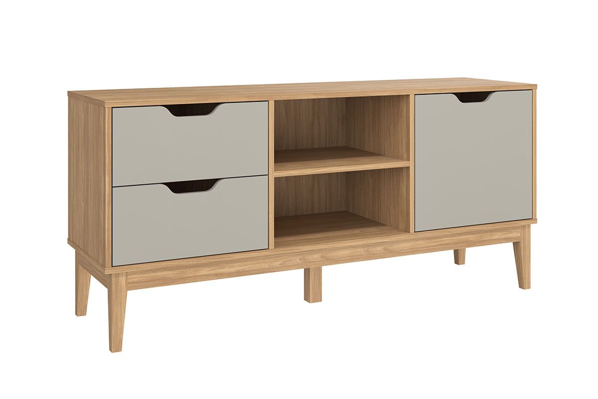 Rack Bancada p/ TV até 55 Pol MB 1096 c/2 Gavetas 136cm MovelbentoMel/Off White