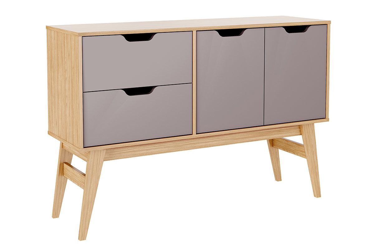 Aparador de Sala Jantar MB 1097 c/2 Portas e 2 Gavetas MovelbentoMel/Cinza