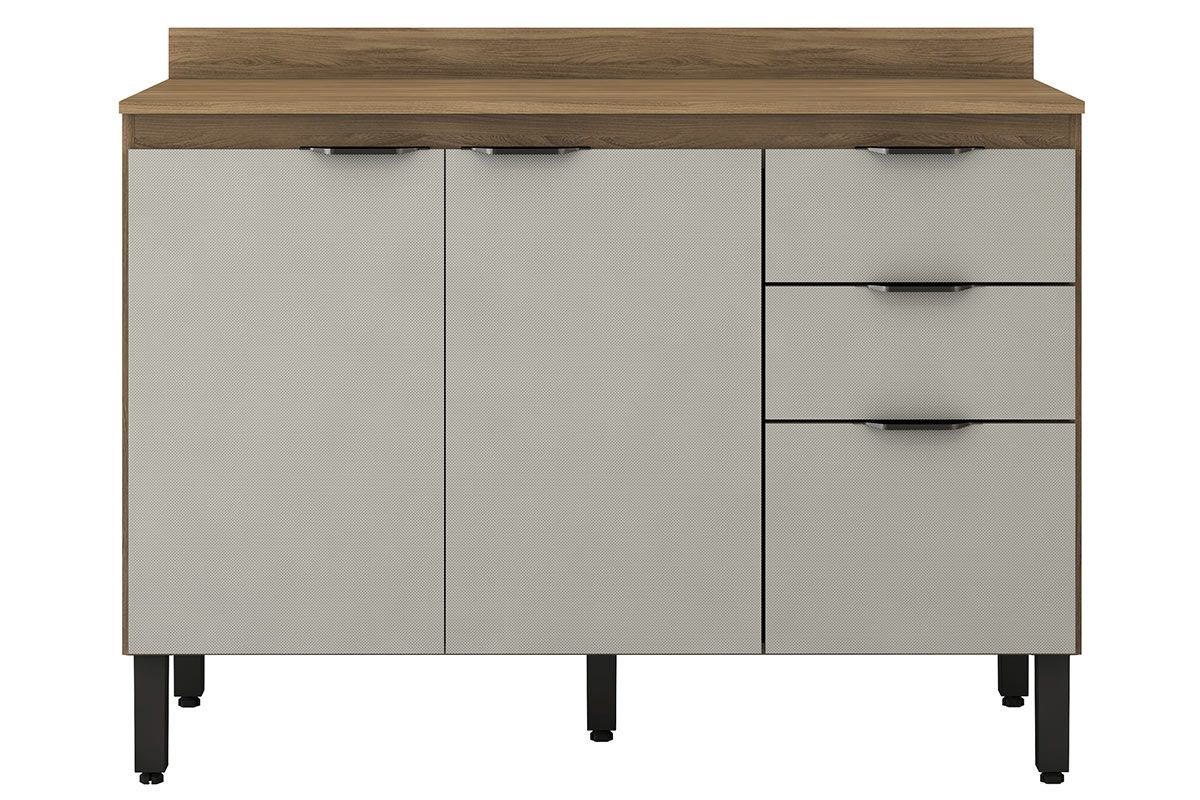 Balcão Cozinha Demóbile c/Tampo Firenze c/3 Portas e 2 Gavetas 120cm