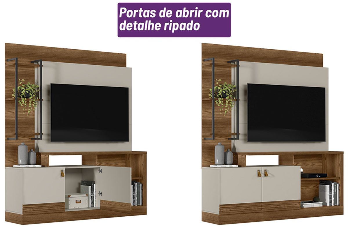 Home p/ TV até 50 Pol Alagoas c/2Portas 4Prateleiras e Pés 160x187cm Linea Brasil