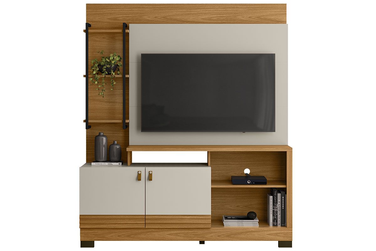 Home p/ TV até 50 Pol Alagoas c/2Portas 4Prateleiras e Pés 160x187cm Linea Brasil