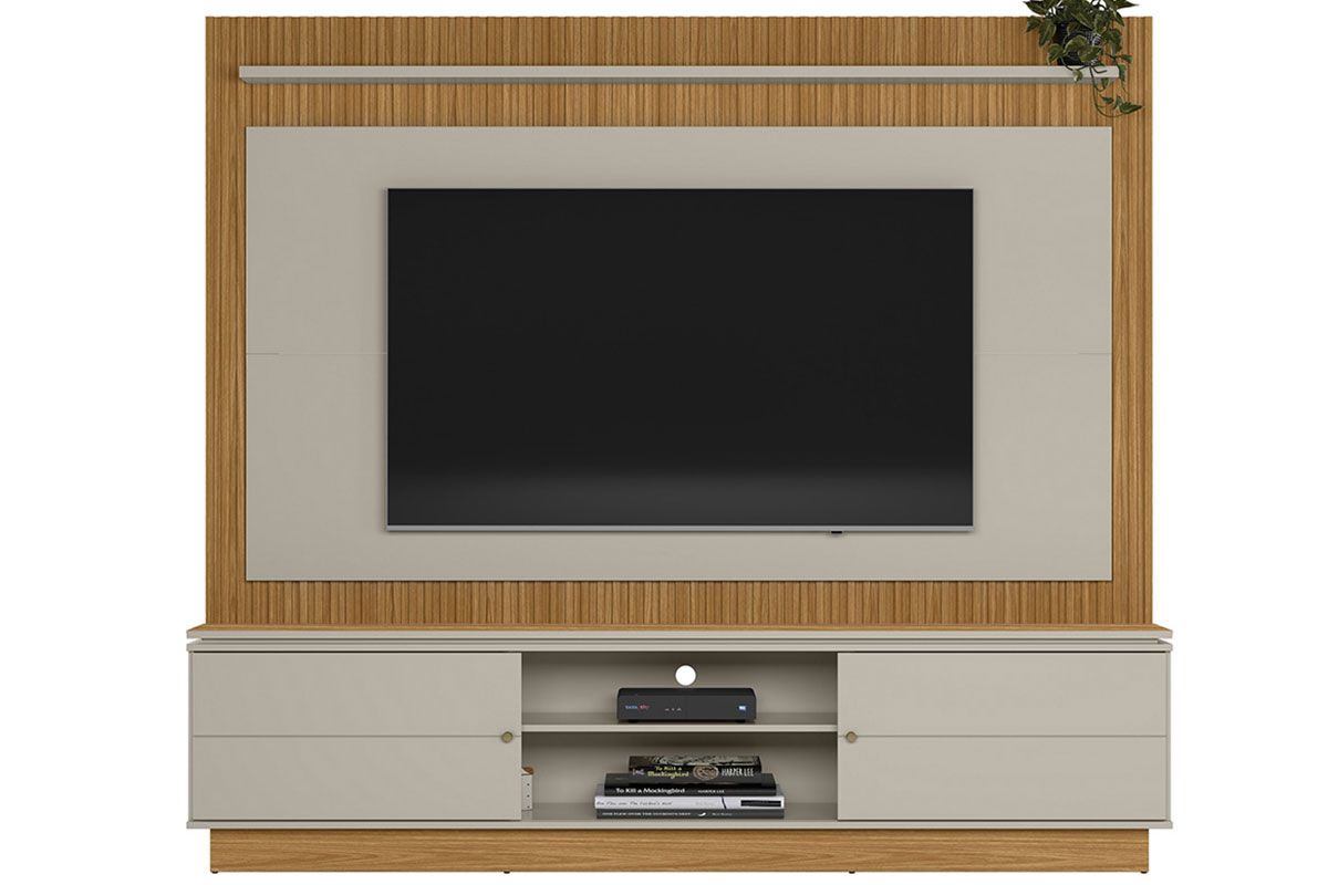 Home p/ TV até 75 Pol Guararapes Ripado c/2 Portas 2 Prateleiras 215x191cm Linea BrasilNature/Off White Home p/ TV até 75 Pol Guararapes Ripado c/2 Portas 2 Prateleiras 215x191cm Linea BrasilNature/Off White
