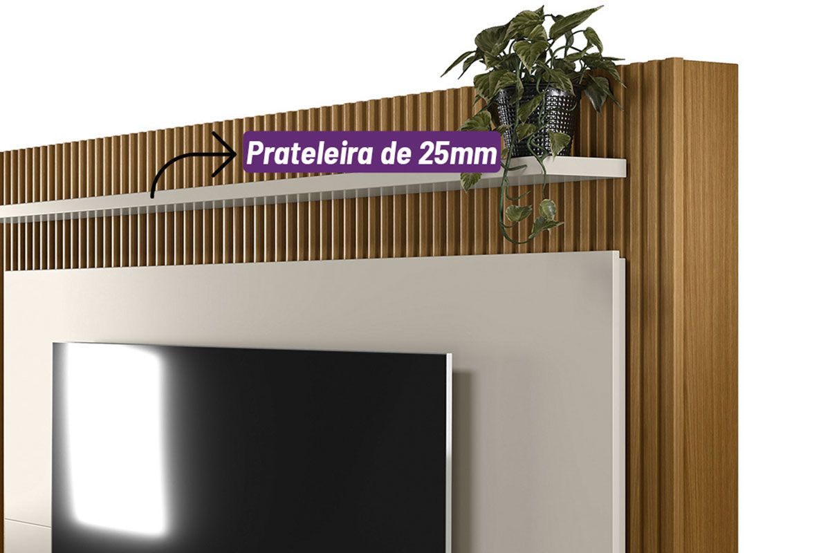 Home p/ TV até 75 Pol Guararapes Ripado c/2 Portas 2 Prateleiras 215x191cm Linea Brasil Home p/ TV até 75 Pol Guararapes Ripado c/2 Portas 2 Prateleiras 215x191cm Linea Brasil