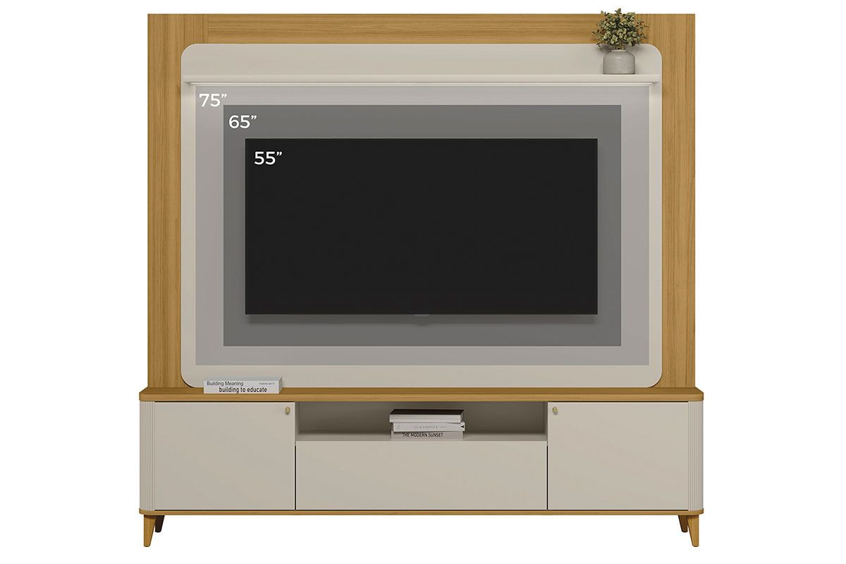 Home p/ TV até 70 Pol Munique c/3 Portas 1 Prateleira e Leds 200x190cm Linea Brasil Home p/ TV até 70 Pol Munique c/3 Portas 1 Prateleira e Leds 200x190cm Linea Brasil