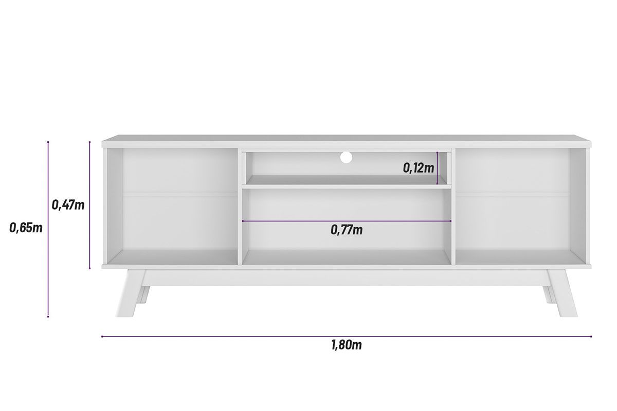Rack Bancada p/ TV até 75 Pol Colorado 2 Ptas 1 Nicho Pés Retro 180x65cm Linea Brasil