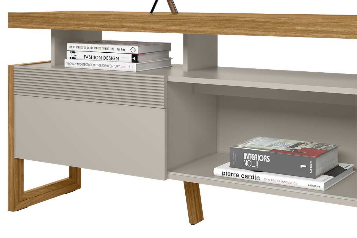 Rack Bancada p/ TV até 70 Pol Esmeralda 2 Ptas 1 Nicho c/Pés 180x65cm Linea Brasil Rack Bancada p/ TV até 70 Pol Esmeralda 2 Ptas 1 Nicho c/Pés 180x65cm Linea Brasil