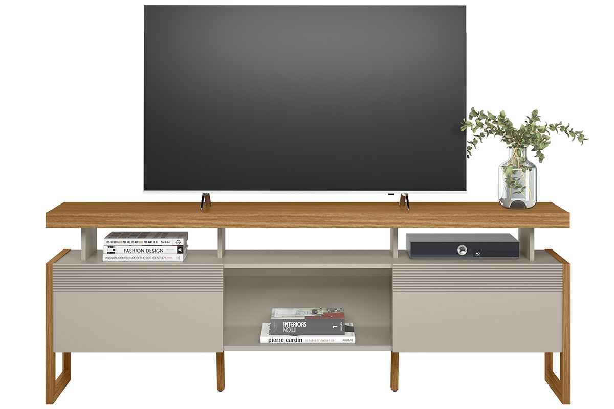 Rack Bancada p/ TV até 70 Pol Esmeralda 2 Ptas 1 Nicho c/Pés 180x65cm Linea Brasil Rack Bancada p/ TV até 70 Pol Esmeralda 2 Ptas 1 Nicho c/Pés 180x65cm Linea Brasil