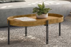 Mesa Centro Sala Monaco Organico Pés Metalico 93x57cm Linea Brasil