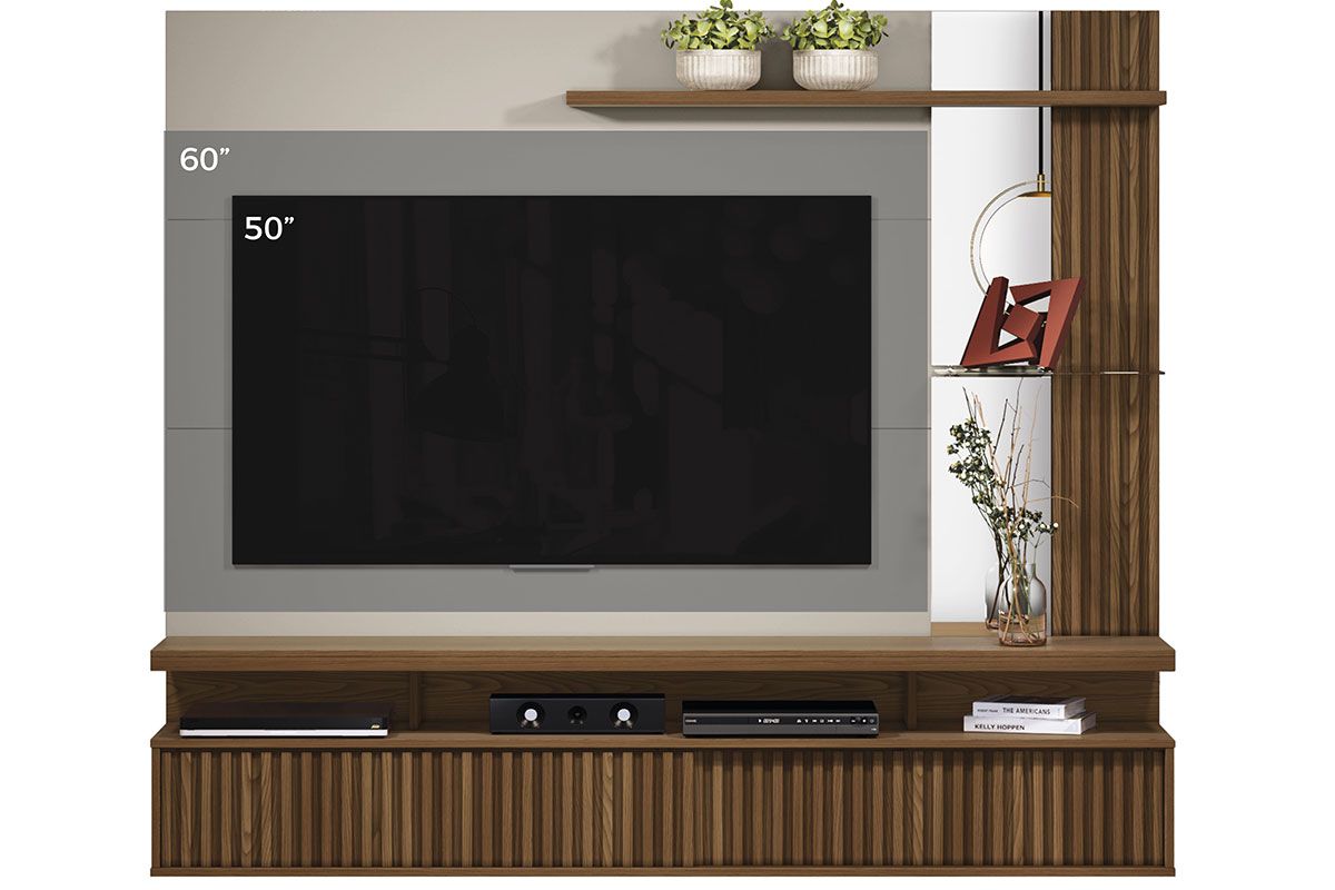 Painel Home p/ TV até 60 Pol Maragogi Ripado 2 Ptas Correr 2 Prat 182X154cm Linea Brasil Painel Home p/ TV até 60 Pol Maragogi Ripado 2 Ptas Correr 2 Prat 182X154cm Linea Brasil