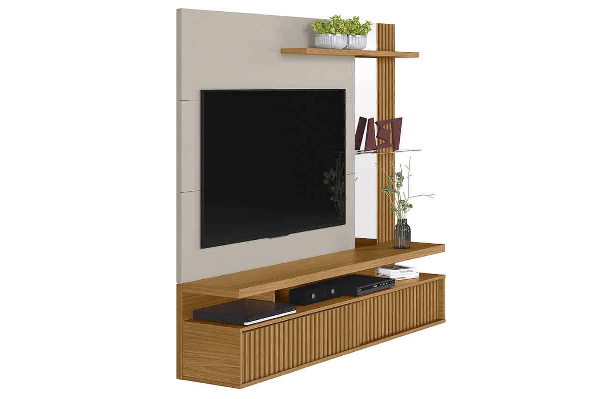 Painel Home p/ TV até 60 Pol Maragogi Ripado 2 Ptas Correr 2 Prat 182X154cm Linea Brasil Painel Home p/ TV até 60 Pol Maragogi Ripado 2 Ptas Correr 2 Prat 182X154cm Linea Brasil
