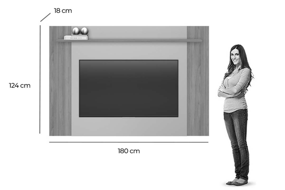 Painel Home p/ TV até 55 Pol Tulum Extensivel 1.6 x 1.8 c/1 Prat 180X124cm Linea Brasil