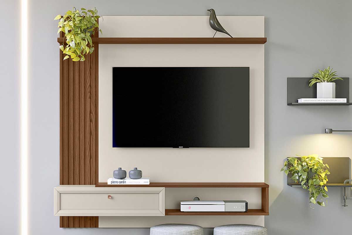 Painel Home p/ TV até 55 Pol Alvorada 1 Pta 1 Prat 133X132cm Linea Brasil Painel Home p/ TV até 55 Pol Alvorada 1 Pta 1 Prat 133X132cm Linea Brasil
