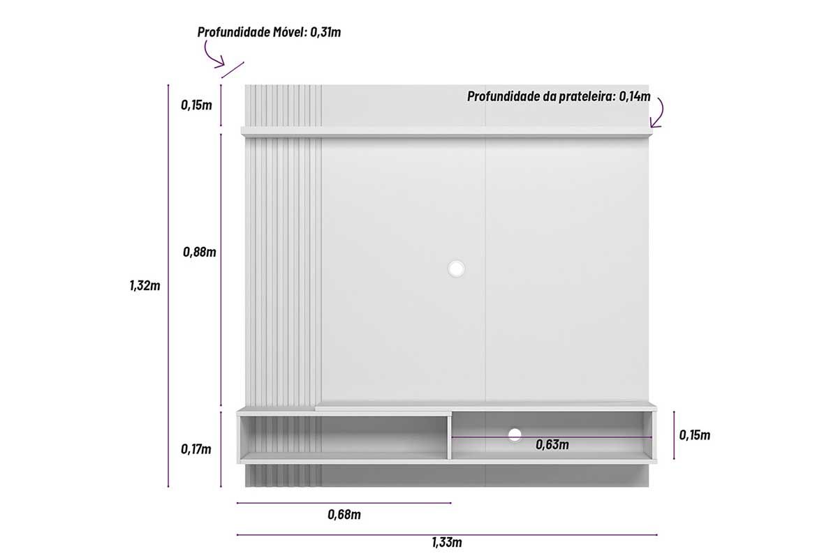 Painel Home p/ TV até 55 Pol Alvorada 1 Pta 1 Prat 133X132cm Linea Brasil Painel Home p/ TV até 55 Pol Alvorada 1 Pta 1 Prat 133X132cm Linea Brasil