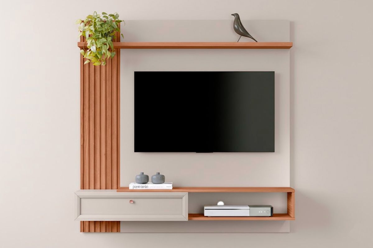 Painel Home p/ TV até 55 Pol Alvorada 1 Pta 1 Prat 133X132cm Linea Brasil