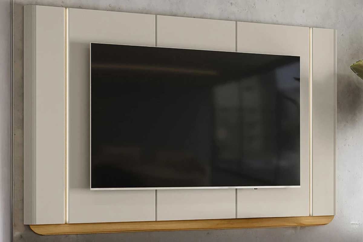 Painel Home p/ TV até 75 Pol Santorini Curvo Canelado c/Leads 200X173cm Linea Brasil