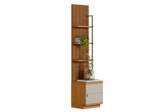 Rack Bancada p/ TV Ouro Preto Ripado 1 Pta 3 Prat 44x198cm Linea Brasil