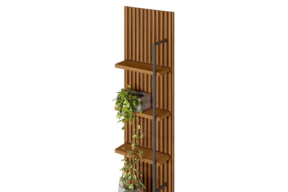 Rack Bancada p/ TV Ouro Preto Ripado 1 Pta 3 Prat 44x198cm Linea Brasil