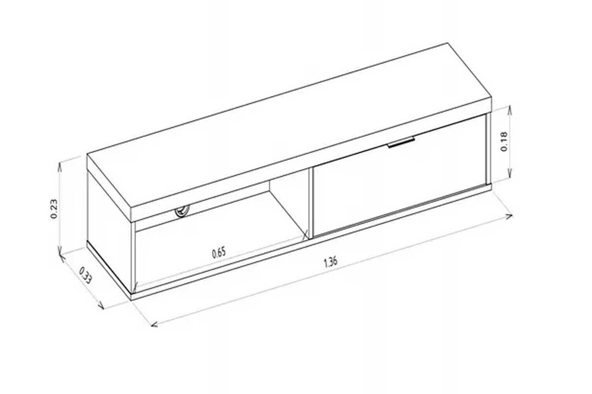 Rack Bancada p/ TV Modular 1.4 c/1 Gaveta Painel / Parede 136x033 Linea Brasil