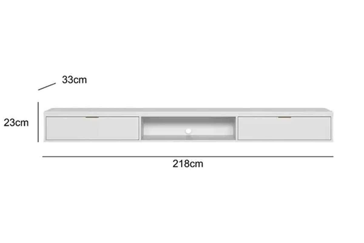 Rack Bancada p/ TV Modular 2.2 Curvo c/2 Gavetas Painel / Parede 218x033 Linea Brasil